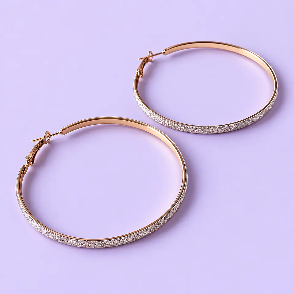 Aros Argolla Dorados con Brillo 1