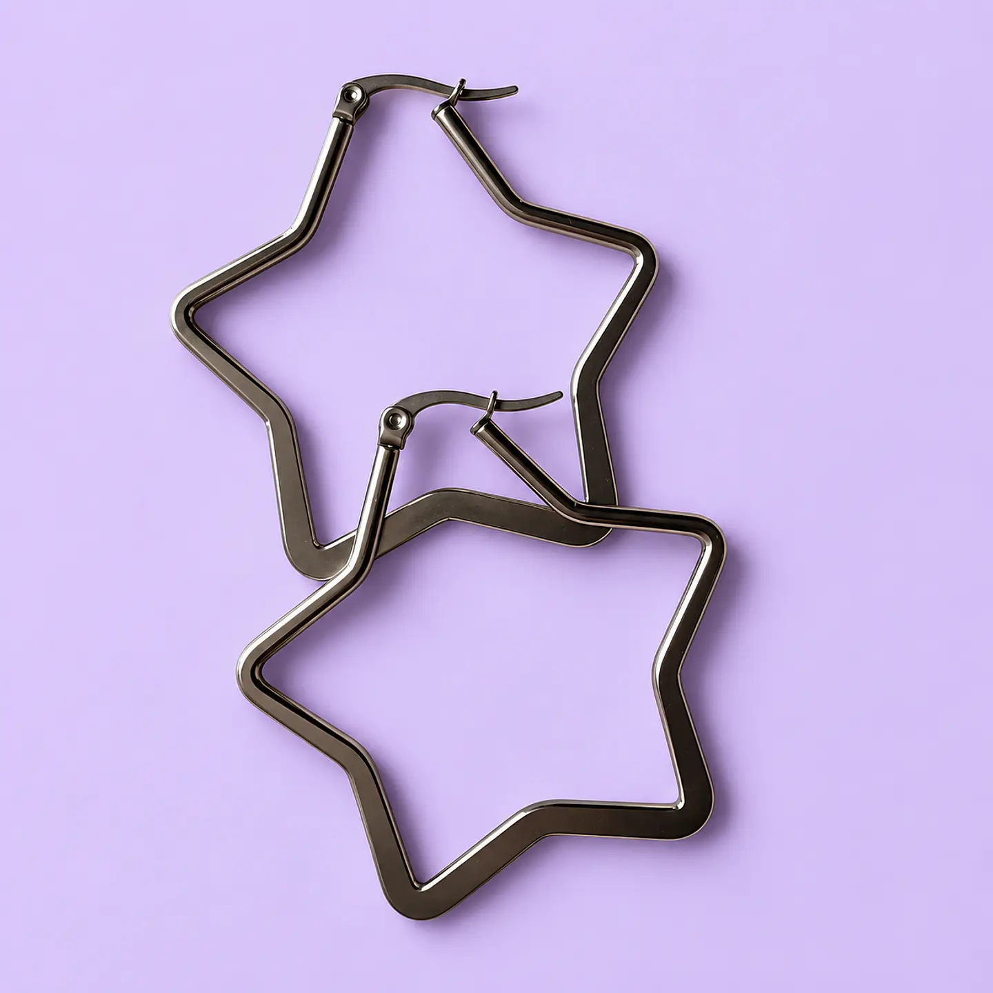 Aros Argolla Geométricos Negros – Estrella, Cuadrado o Corazón 3