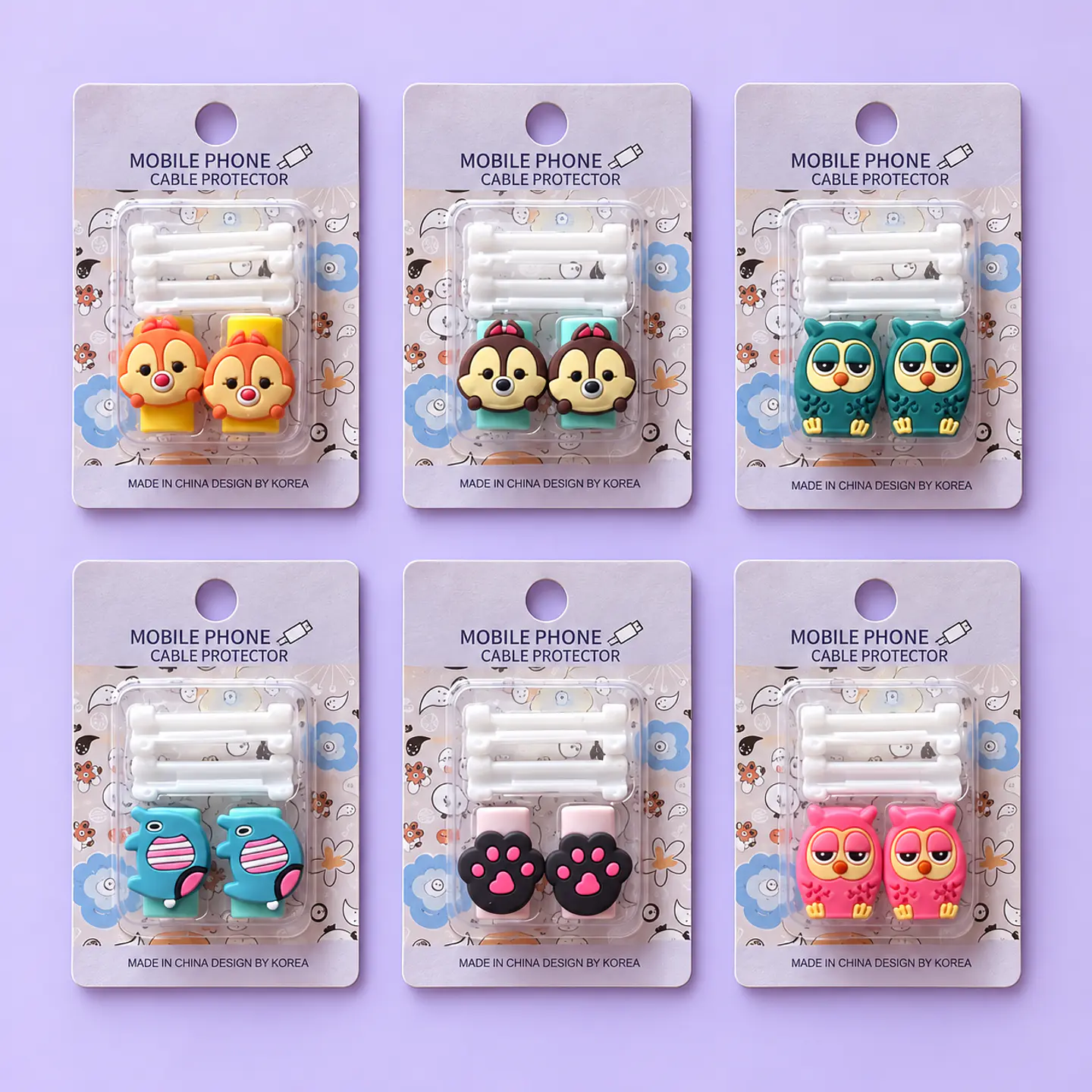 Set de Protectores para Cable de Cargador – Diseños Kawaii 1