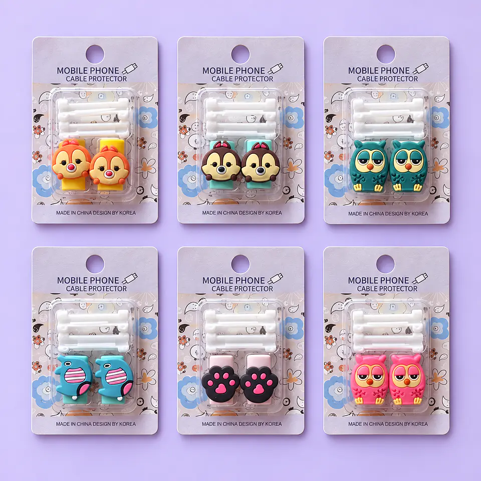 Set de Protectores para Cable de Cargador – Diseños Kawaii 1