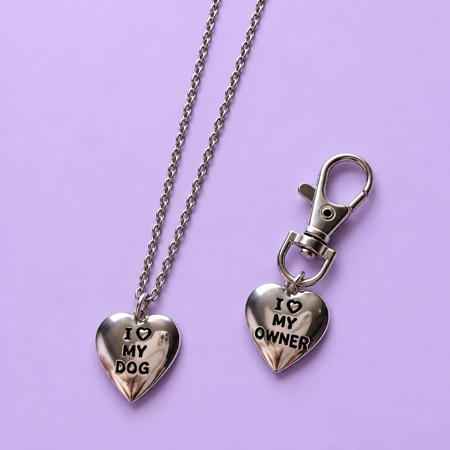 Set Collar Dueño + Dije para Mascota I ❤️ My Dog – 2 Piezas  2