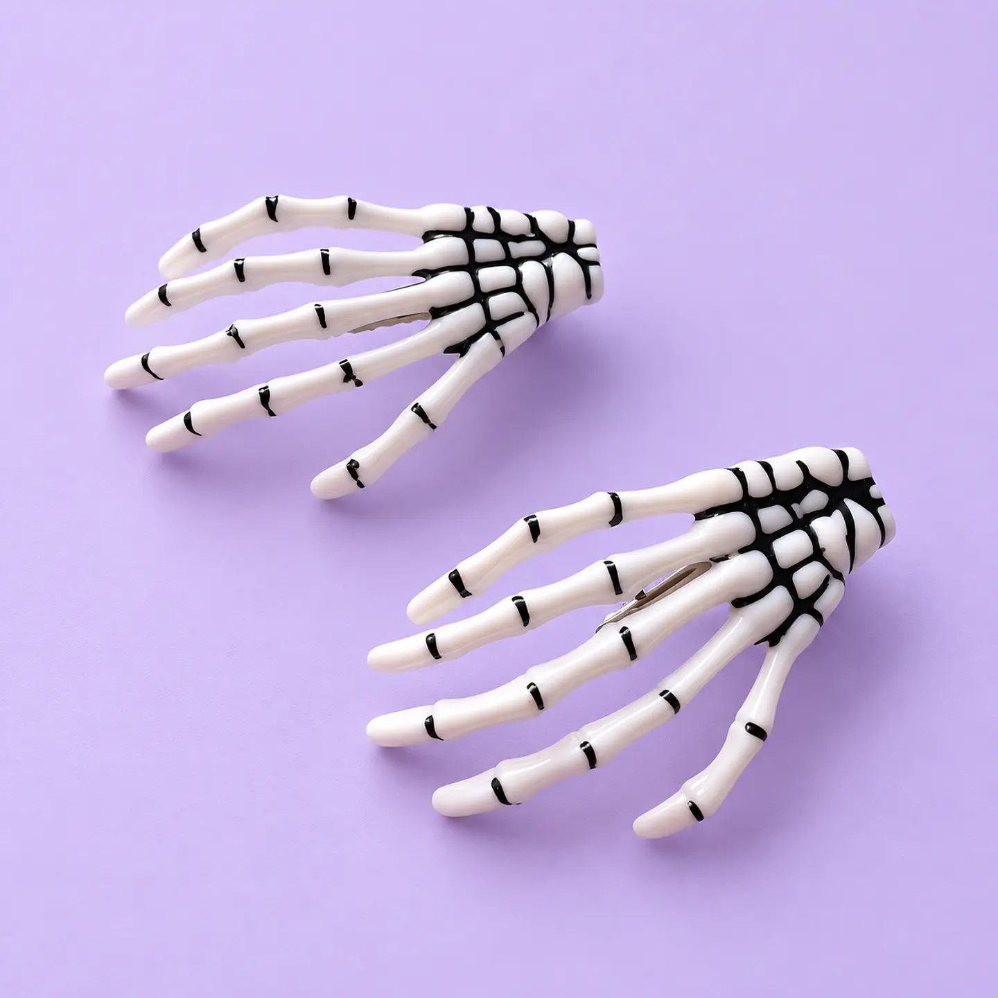  Set 2 Pinzas para el Cabello Mano de Esqueleto - Halloween  1