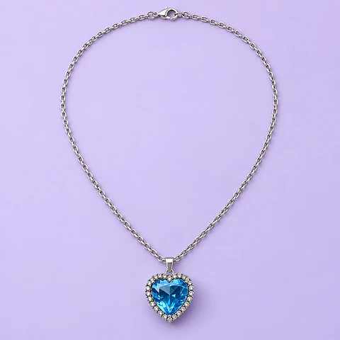 Collar Frozen Corazón Azul con Cristales