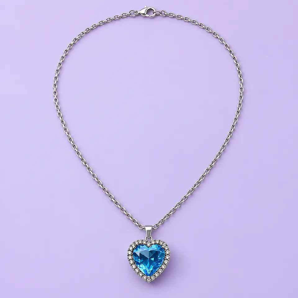 Collar Frozen Corazón Azul con Cristales 1