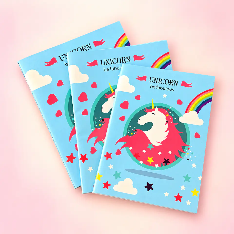 Set de 3 Cuadernos de Unicornio – Celeste 1