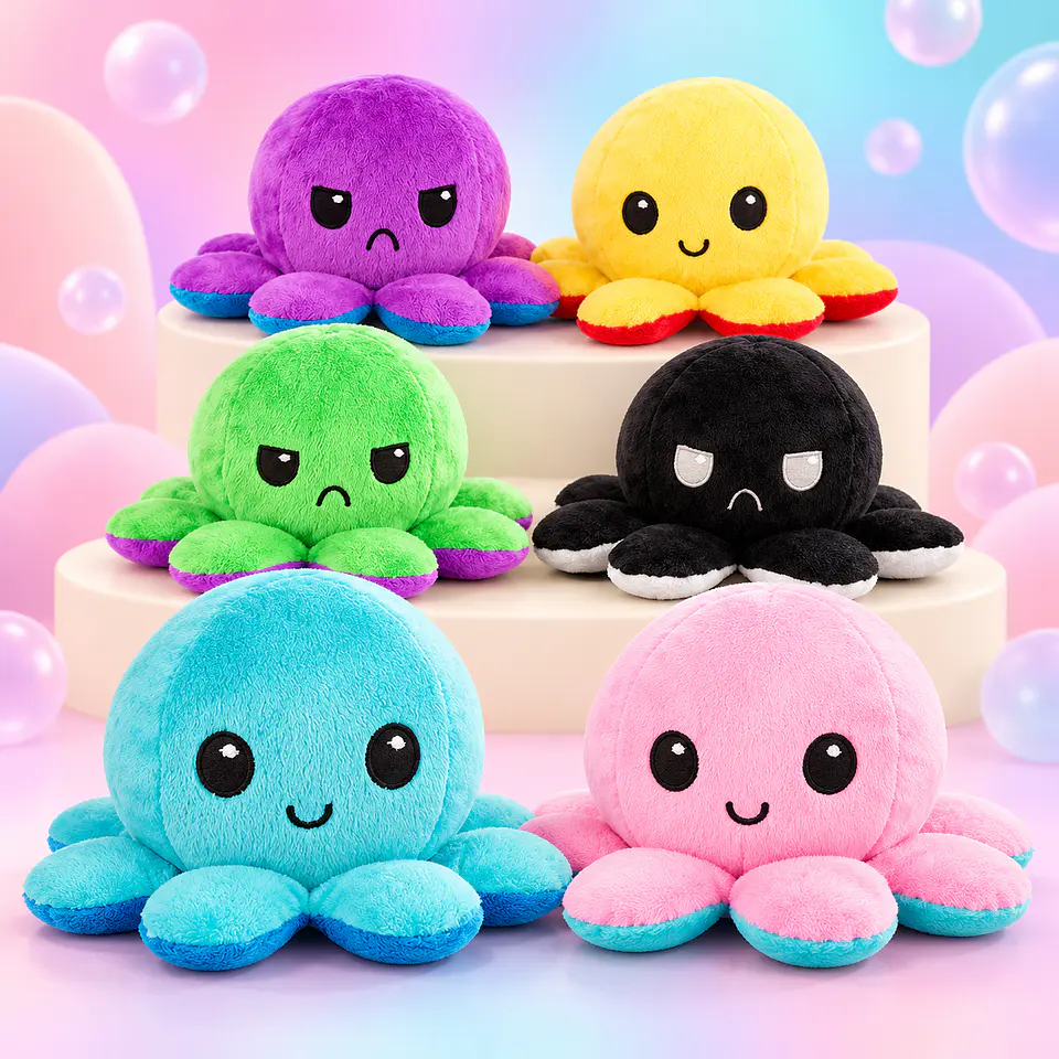 Peluche Pulpo Reversible de Emociones  1