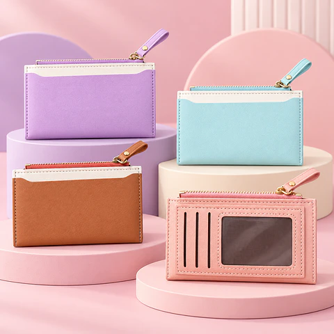 Billetera Compacta con Cierre y Tarjetero – Colores Pastel
