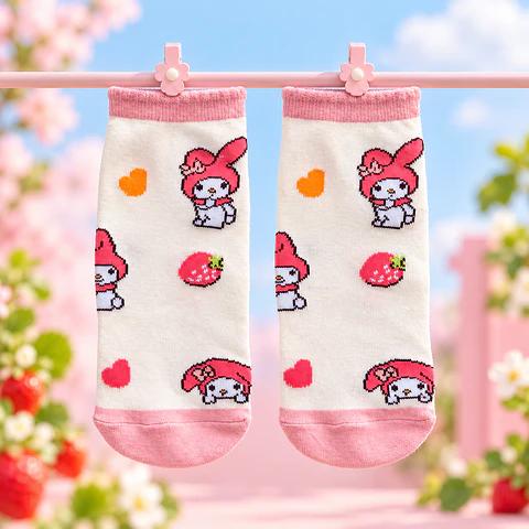 Calcetines My Melody Sanrio con Frutillas y Corazones
