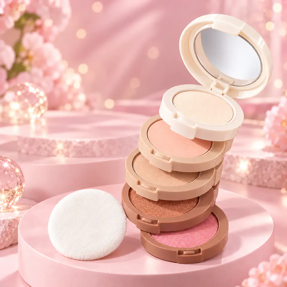 Polvos Compactos de Maquillaje con Espejo – 5 Tonos 2
