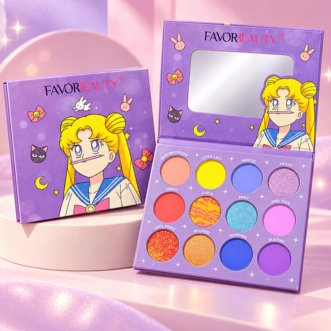 Paleta de Sombras Sailor Moon Lila– 12 Colores con Espejo 