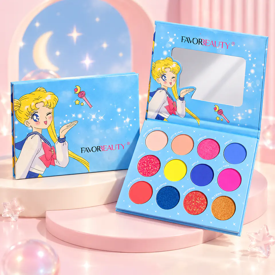 Paleta de Sombras Sailor Moon Celeste – 12 Colores con Espejo  1