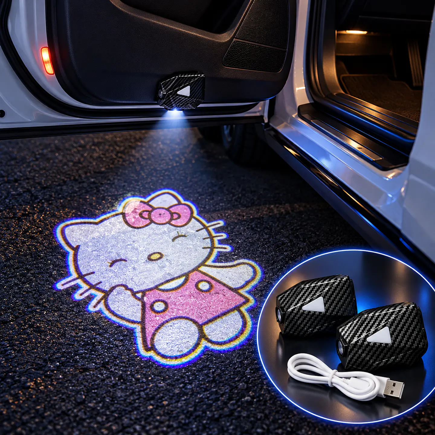 Proyector LED para Puerta de Auto – Hello Kitty  1