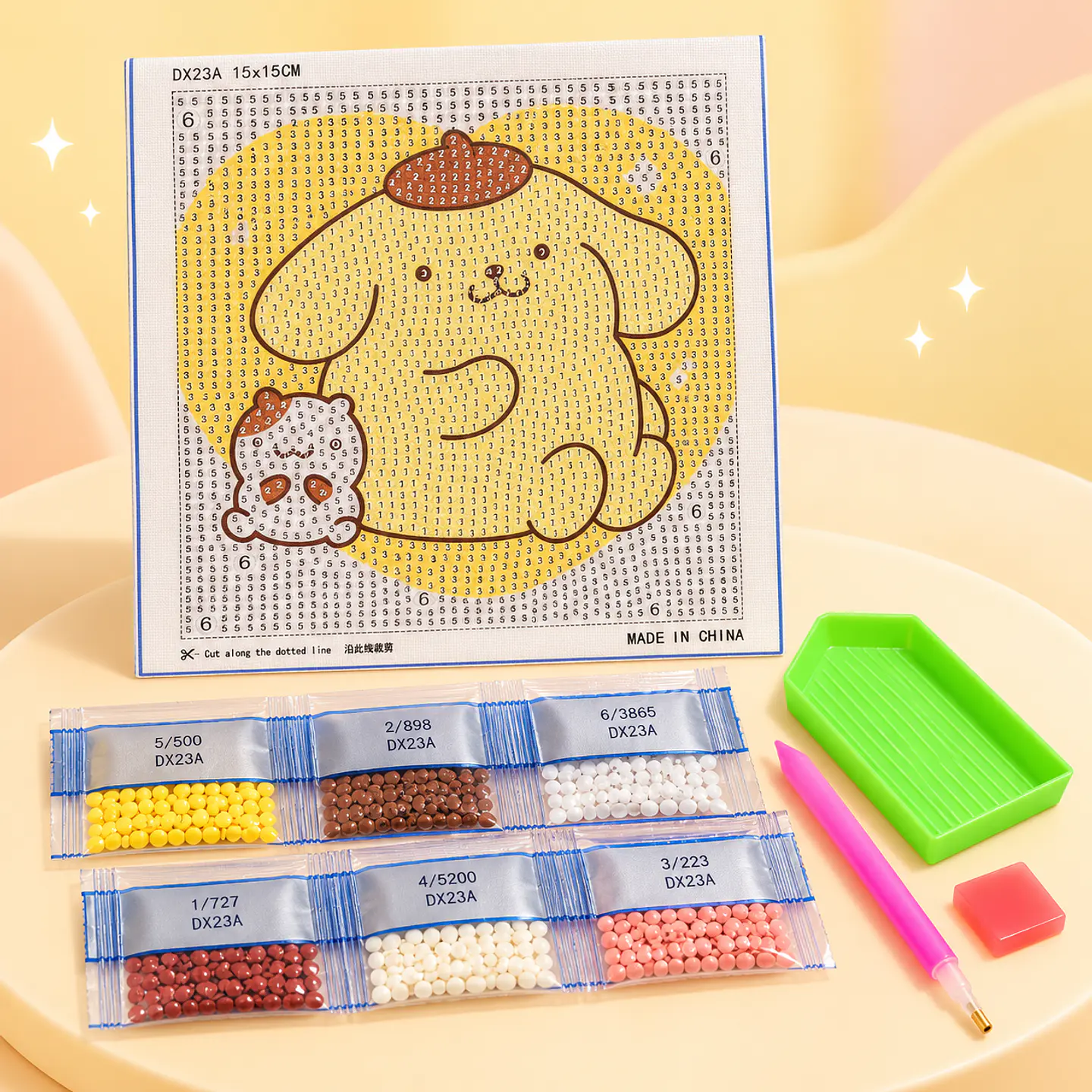 Kit de Pintura con Diamantes Pompompurin – Diamond Painting 15 × 15 cm  1