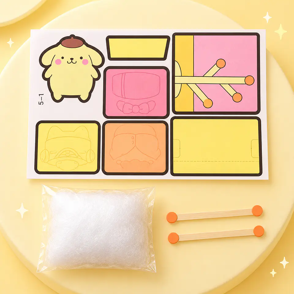 Kit DIY Libro Sensorial Pompompurin – Manualidades Kawaii  1