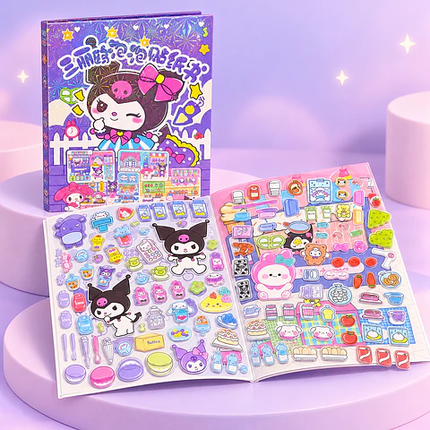 Libro de Escenas con Stickers Kuromi y My Melody – Sanrio 