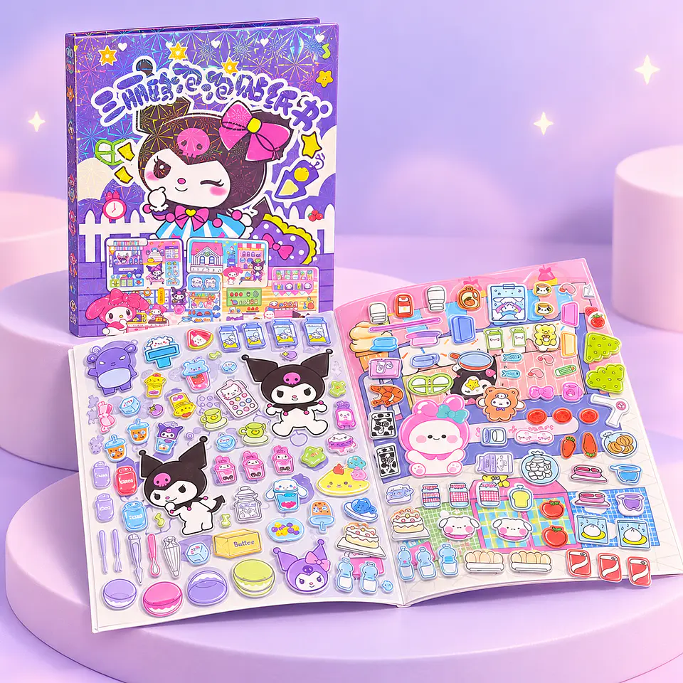 Libro de Escenas con Stickers Kuromi y My Melody – Sanrio  1