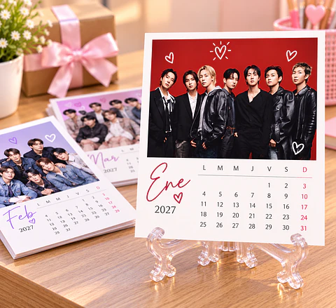 Calendario BTS 2027 de Escritorio con Atril Acrílico – 12 Meses