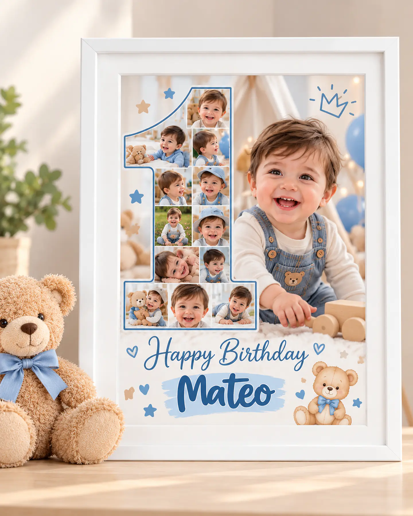 Cuadro Personalizado de Cumpleaños con Fotografías y Número de Edad 2