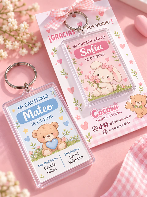 Llaveros Acrílicos Personalizados para Cumpleaños, Bautizos y Eventos 