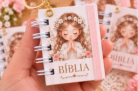 Mini Biblia con Llavero – Tapa Dura y Elástico | Recuerdos Personalizados