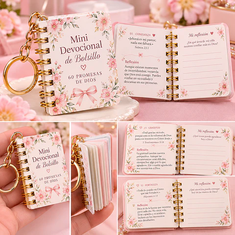 Mini Devocional de Bolsillo con Llavero – 60 Promesas de Dios