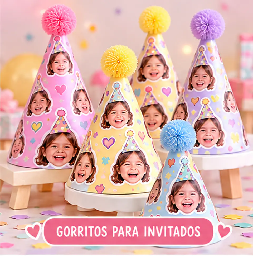 Gorritos de Cumpleaños Personalizados Caritas Virales  1