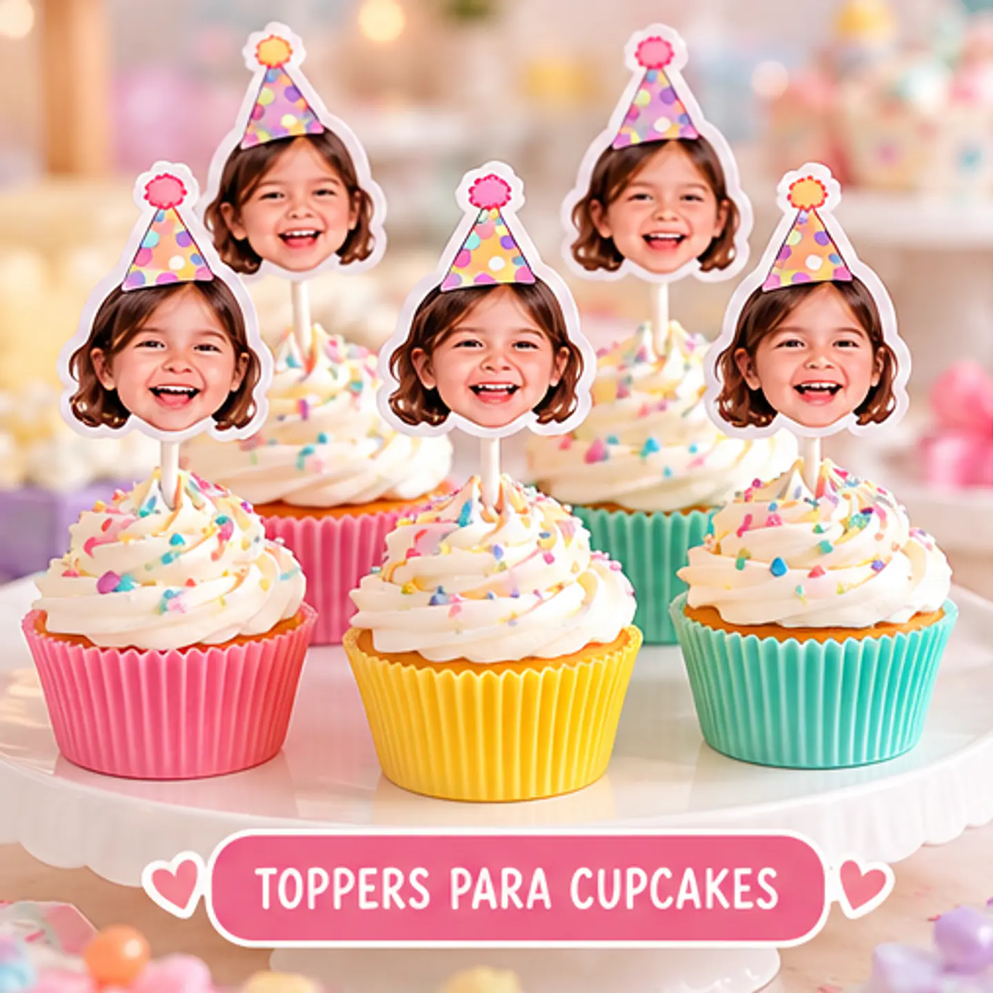Toppers para Cupcakes Personalizados Caritas Virales  1