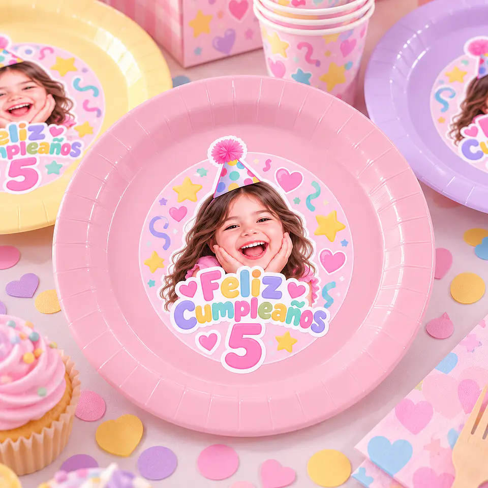 Platos de Cumpleaños Personalizados Caritas Virales – Pack de 10 Unidades 1