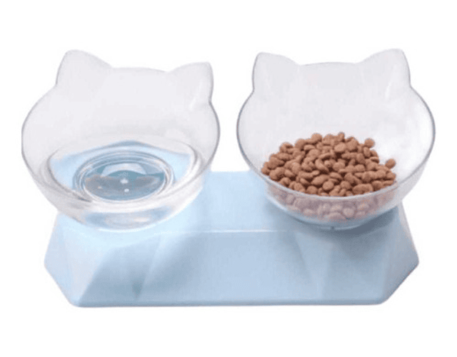 Plato Doble Para Gatos Agua Y Comida - Bowl En Altura