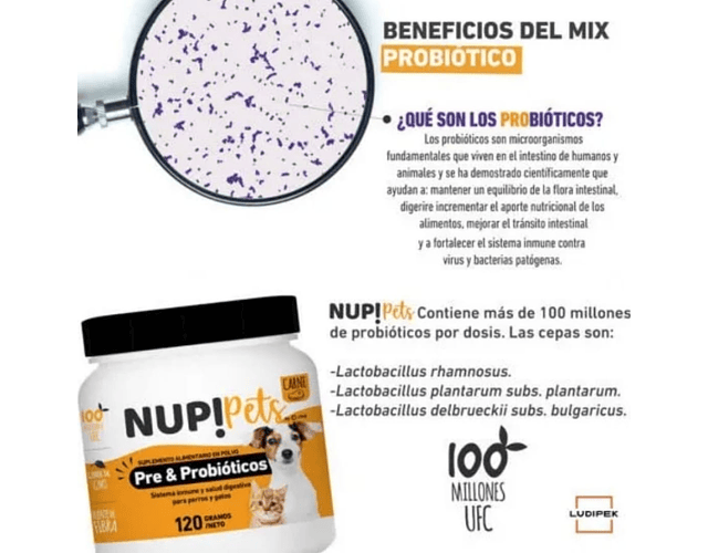 Nup! Pets Suplemento Pre & Probióticos Perro Y Gato - Carne