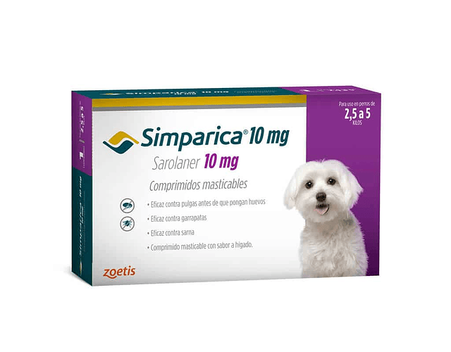 Simparica Antiparasitario 2,5 A 5 Kg - 3 Comprimidos / Cs