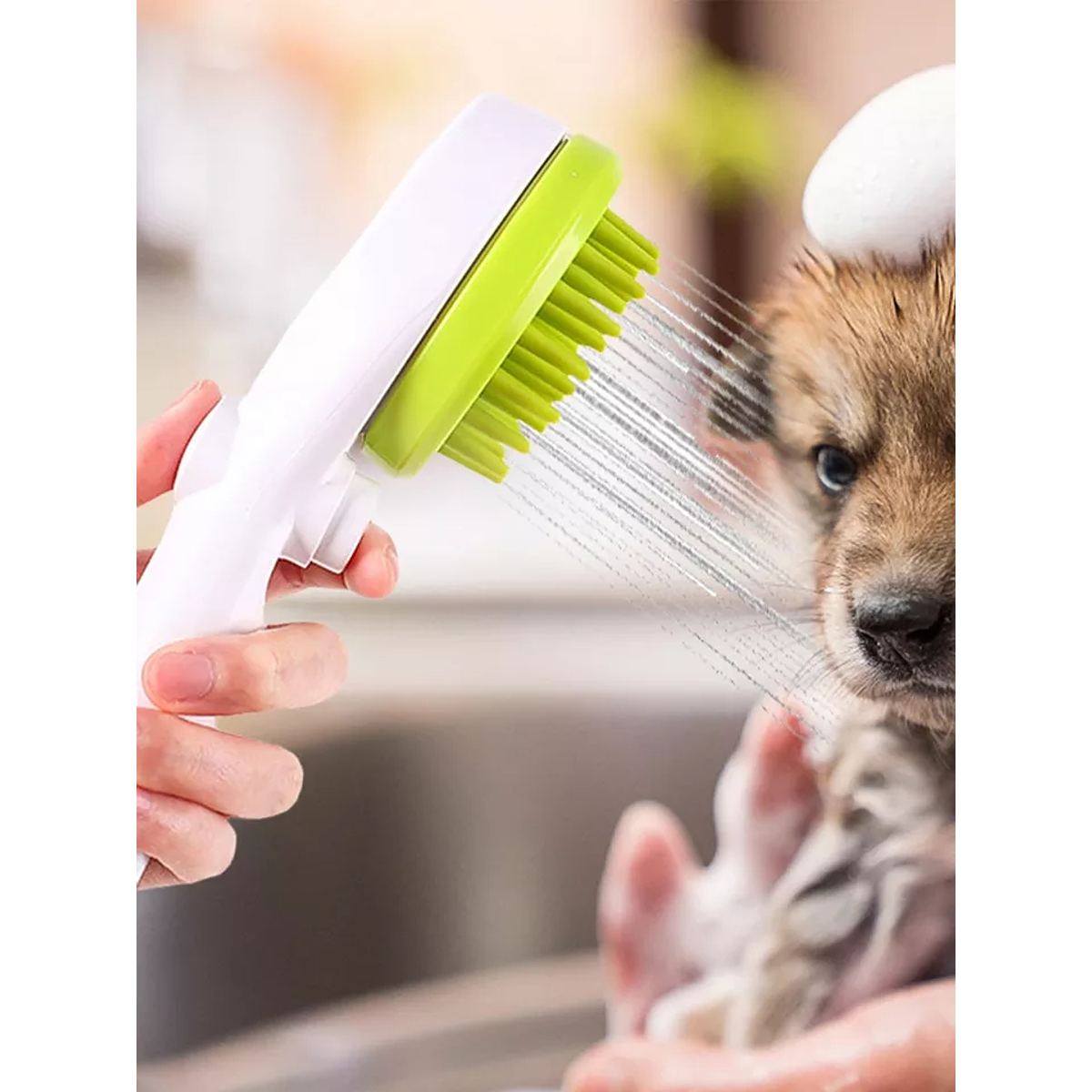 Cepillo Ducha Portable Bañera Botón Ajustable Perro, Gato Cs