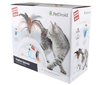 Juguete Interactivo Para Gatos Plumas Giratorias Pet Droid