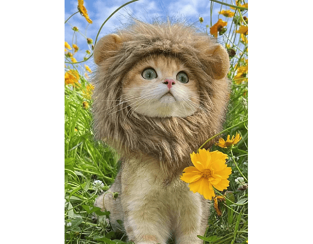 Disfraz Gorro León Para Gato Perro Gorro Peluca Mascota - Cs