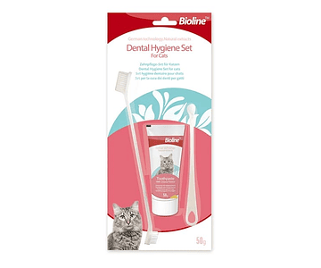 Set Kit De Higiene Dental Cepillo Para Mascota Gato Bioline