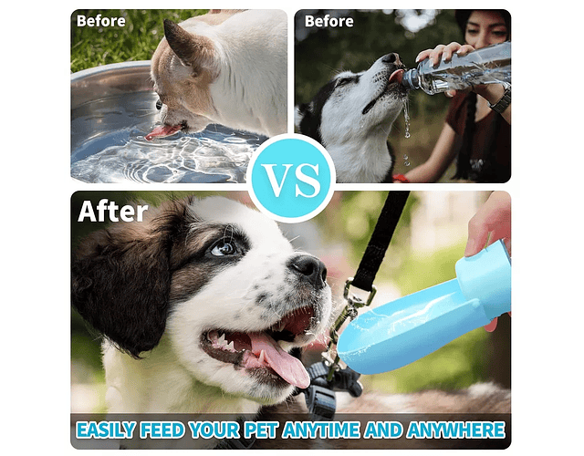 Botella Para Mascotas Portátil Taza Hidratación Paseo Viajes