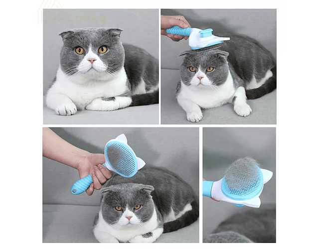 Cepillo De Pelo Perro, Gato Mascotas Con Botón Limpieza - Cs