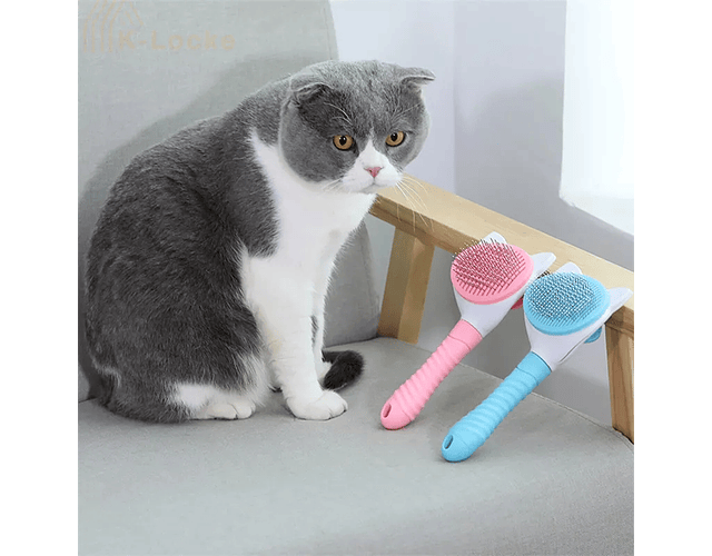 Cepillo De Pelo Perro, Gato Mascotas Con Botón Limpieza - Cs