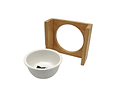 Plato Bowl De Loza Para Mascotas En Altura Base De Madera