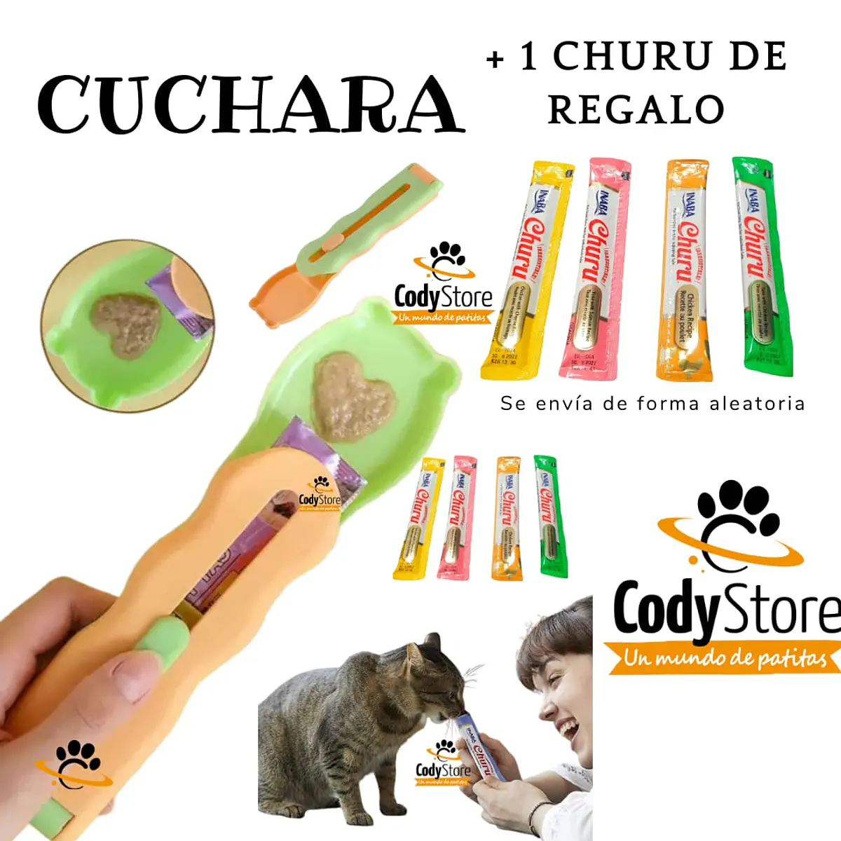 Cuchara De Alimentación Para Churús Perros Y Gatos + Regalo