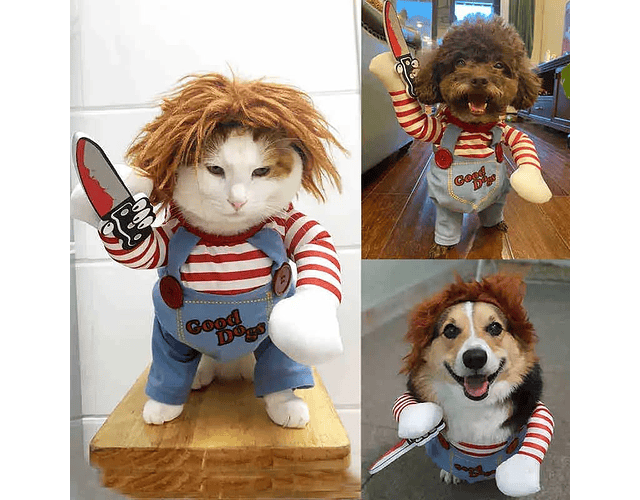 Disfraz Para Perros Y Gatos Diseño Chucky Halloween Mascotas