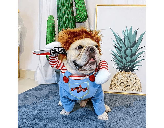 Disfraz Para Perros Y Gatos Diseño Chucky Halloween Mascotas