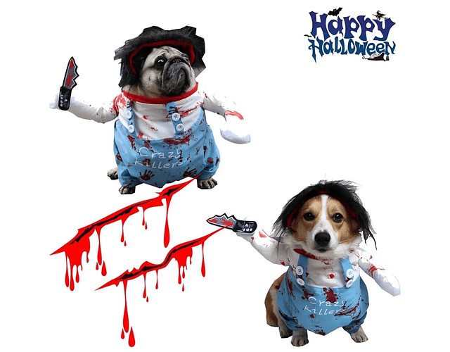 Disfraz Para Perro Y Gato Crazy Killers Halloween Mascotas