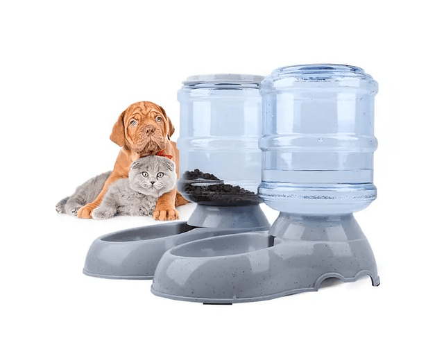 Pack Dispensador Automático De Agua + Comida Mascotas 3.5 L