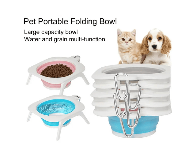 Plato Bowl Cuenco Portable En Altura Viajes Perro Mascotas