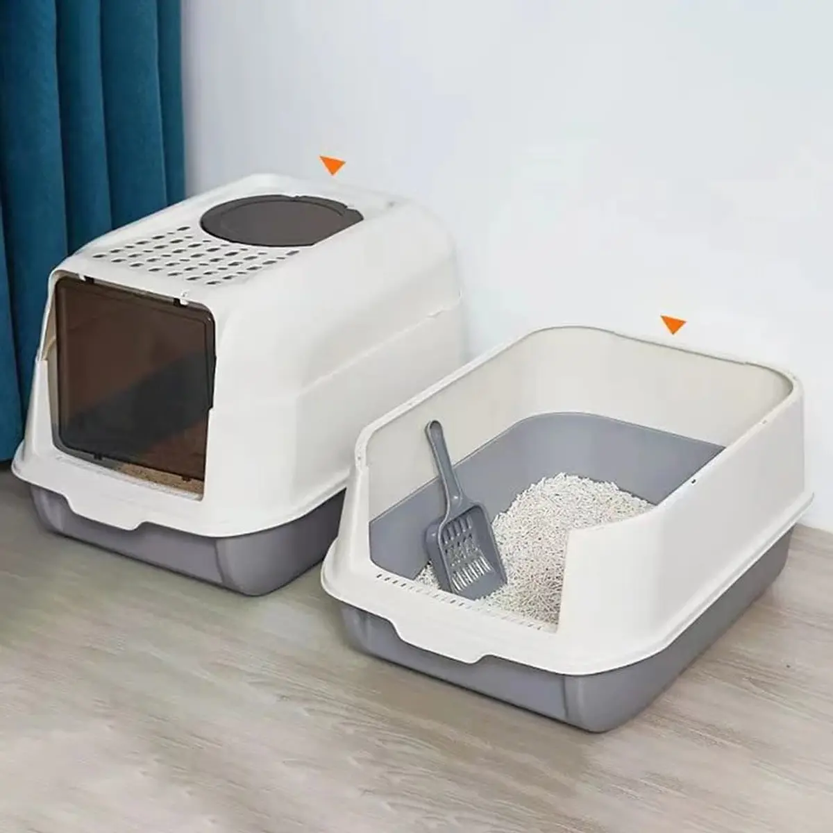 Arenero Desmontable Cerrado Y Abierto Para Gatos Con Puerta