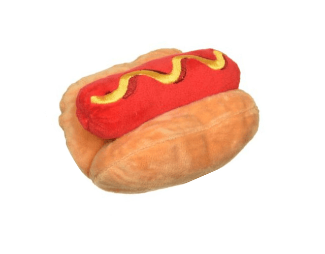 Juguete Hot Dog Con Mostaza Peluche Con Sonido Para Perros