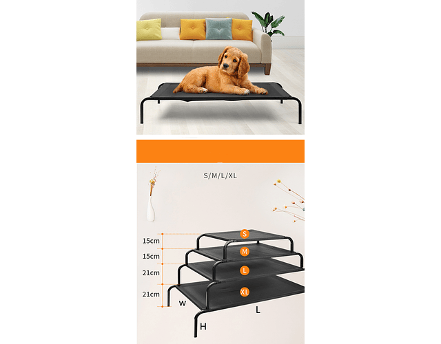 Cama En Altura Refrescante Para Mascotas Perro, Gato Talla S