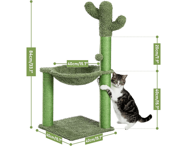 Rascador Para Gatos, Diseño Cactus Torre Con Hamaca - Cs