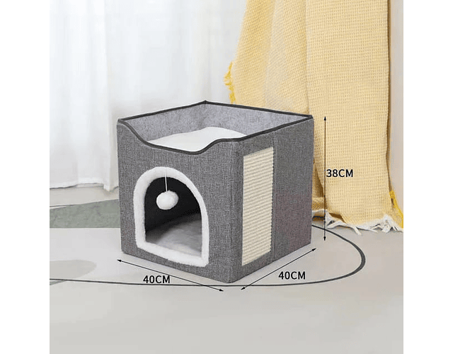 Cama Casa Iglu Refugio Para Gato Con Rascador Y Bola Juguete